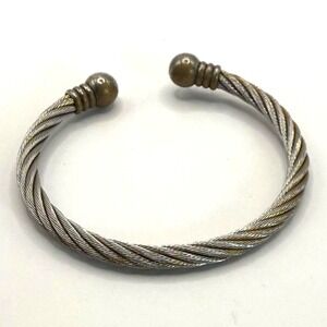 Vintage Silver Tone‎ Twisted Cable Cuff Bracelet – Classic Open Bangle Design